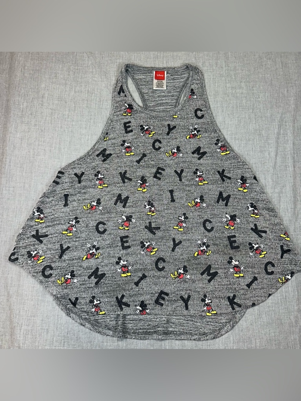 Disney Gray Mickey Knit Tank with Red, Yellow and Black Accents